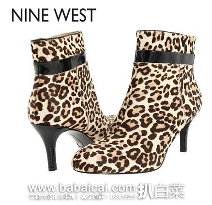 6PM：Nine West 玖熙 Awe 女士真皮豹纹短靴 （原价$109，现售价$55.41），公码9折后实付$49.87