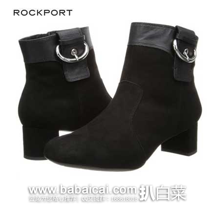 Rockport 乐步 女士 Total Motion Block Heel Boot 真皮短靴 原价0,现售价.99