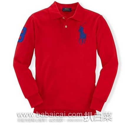 Ralph Lauren拉夫劳伦官网：8-20岁 男童 长袖 纯棉套头衫 原价.5，现特价.99