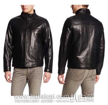 Tommy Hilfiger 汤米希尔费格 Classic Leather Jacke 男士 经典立领小羊皮夹克 （原价$595，现价$229.99），公码75折后实付$172.49，史价
