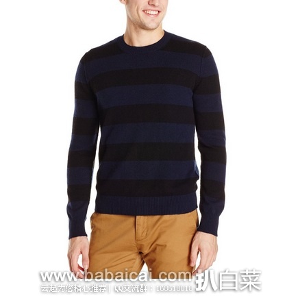 Christopher Fischer 男士条纹100%纯羊绒衫 原价$275,现$51.69,到手¥375