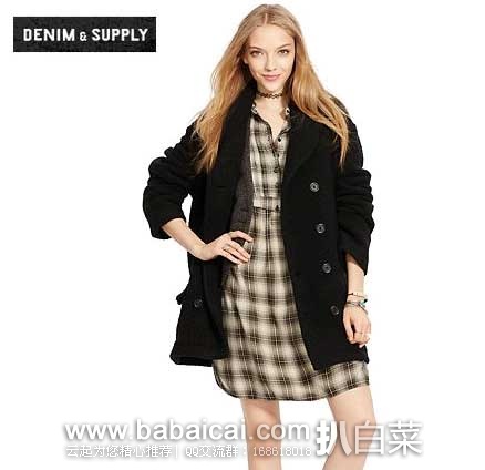 Ralph Lauren 拉夫劳伦 女士 双排扣大翻领羊毛大衣 原价8,现售价.99