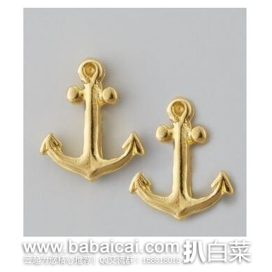 6pm：Dogeared 小巧船锚造型时尚镀金耳钉 原价$42，现$20.99，到手￥150