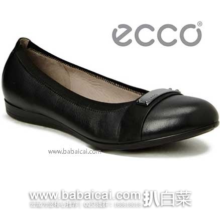 6PM：ECCO 爱步 触感15 女式 浅口圆头芭蕾鞋款皮鞋 $130，现售价$52.99，史低