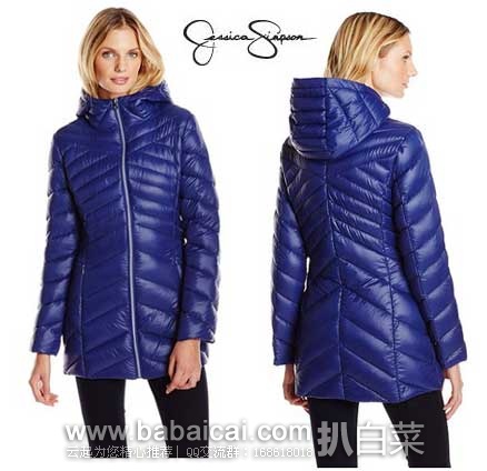 Jessica Simpson 杰西卡·辛普森 女式连帽羽绒服 原价$148，现3.3折售价$49.4