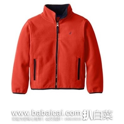 NAUTICA 诺帝卡 儿童抓绒拉链夹克 原价$40,现$8.49,直邮无税,到手¥88