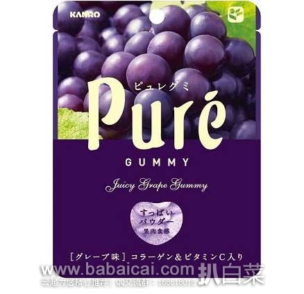 日本亚马逊：为你推荐多种口味 日本进口 Kanro pure 甘乐 果肉果汁 咀嚼 弹力软糖