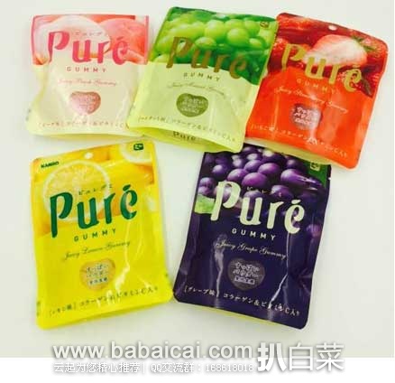 日本亚马逊：为你推荐多种口味 日本进口 Kanro pure 甘乐 果肉果汁 咀嚼 弹力软糖
