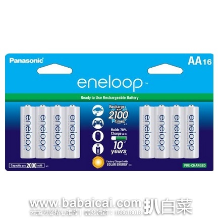 Panasonic 松下爱乐普 BK-3MCCA16BA AA(5号)充电电池16只装 原价$50,现$35.99,直邮无税