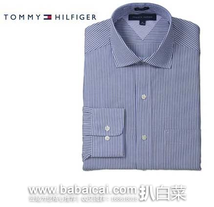 Tommy Hilfiger 汤米·希尔费格 Regular Fit Stripe 男士 纯棉小细格正装衬衫 原价$69.5，现3.3折售价$22.93