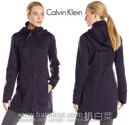Calvin Klein Fleece Hooded 女士带帽抓绒外套 原价$129，现3.7折售价$48.37