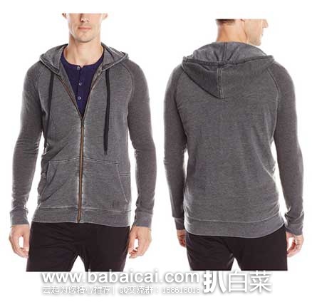 Calvin Klein 卡文克莱 Jeans Burnout 男士 连帽拉链衫 原价$89.5,现售价$21.95 Calvin Klein 卡文克莱 Jeans Burnout 男士 连帽拉链衫 原价.5,现售价.95