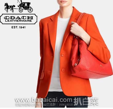 6pm：COACH 蔻驰 女士 大号 压花蟒蛇纹 真皮手提包  （原价$650，现4.5折售价$292.99），公码9折后实付$263.69