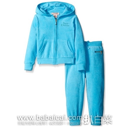 Juicy Couture 橘滋 女童抓绒连帽运动卫衣两件套 原价$79.5,现$23.7,公码8折新低$18.96,直邮无税,到手约¥162