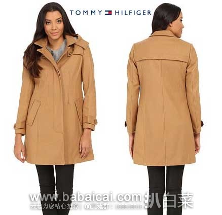 6PM：Tommy Hilfiger 汤米希尔费格 女士 经典单排扣羊呢大衣  原价$275，现2.5折售价$69.25