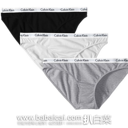 Calvin Klein CK 女士 logo 三角内裤 3条装 特价$22.5，直邮无税