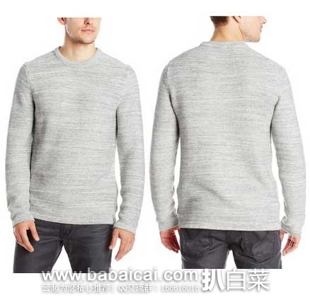 Calvin Klein  Jeans Linx 男士 圆领 毛衣 原价$69.5，现售价$16.58起