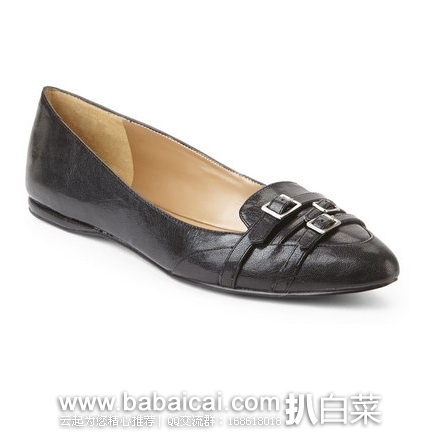 6pm：Nine West 玖熙 Sanchia 女士时尚尖头芭蕾真皮平底鞋 原价$79，现3.2折新低24.99