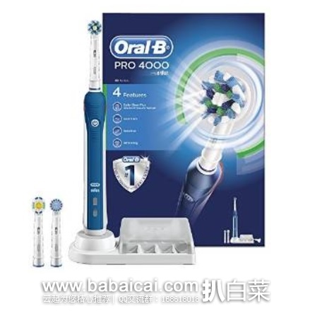 亚马逊海外购：Oral-B 欧乐-B 4000型 D29 3D电动牙刷 含三个刷头 特价￥252.54，直邮免运费，含税到手新低仅￥283