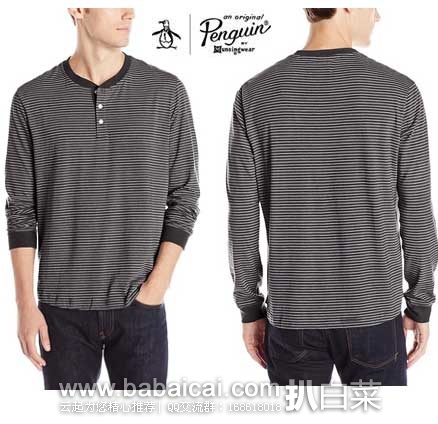Original Penguin 企鹅牌  男士长袖 休闲T恤  原价$69，现售价$17.42