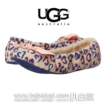 6PM：UGG Kids Bow Cheetah 儿童款 豹纹印花 平底鞋  原价$50，现售价$19.99