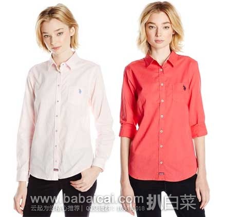 U.S. Polo Assn 美国马球协会 女款纯棉衬衫 原价$38,现售价$24.99 U.S. Polo Assn 美国马球协会 女款 纯色纯棉衬衫 原价,现售价.99