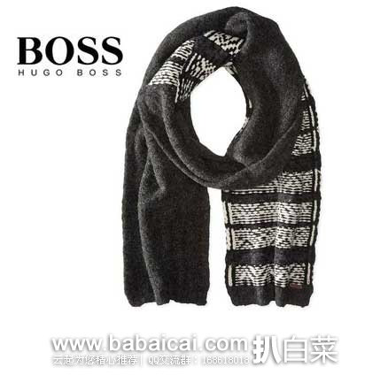 HUGO BOSS 雨果博斯 橙标 男士 羊驼毛混纺围巾 原价$125，现2.5折售价$30.88，新低$30.88