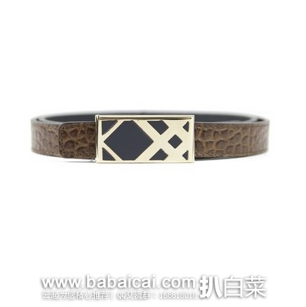 西班牙亚马逊:Burberry 巴宝莉 女士真皮压花腰带 原价€295,现€113.52,直邮退税+公码减€10实付新低价€83.82,直邮含税到手¥799,便宜!