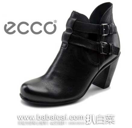 6PM：ECCO Touch 75 Double Buckle 爱步 触感75 女士粗跟短靴 原价$180，现4.1折售价$72.99，新低