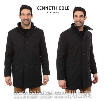 6PM：KENNETH COLE New York  凯尼斯柯尔  男款 羊毛大衣 原价$265，现售价$52.99