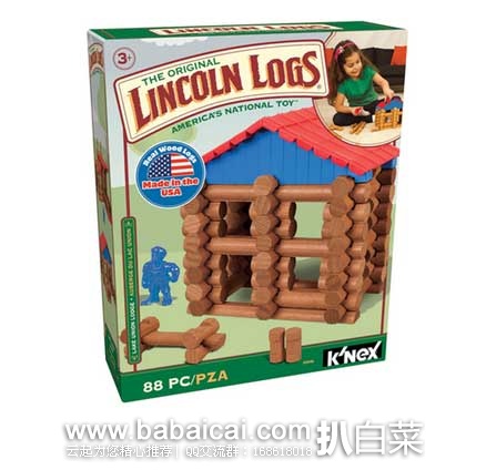 Lincoln Logs 原始林肯日志 原木积木玩具  原价$29.99，现售价$14.74