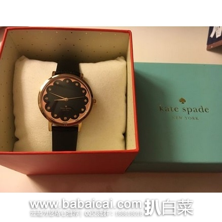 kate spade 凯特丝蓓 女士 真皮表带水晶腕表 原价5,现7.44,到手约¥815