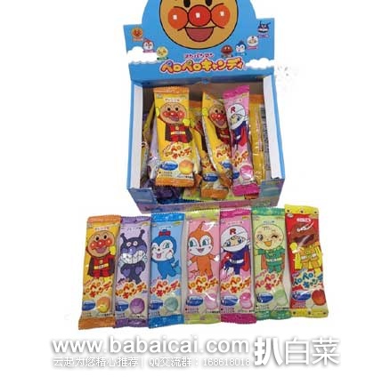 日本亚马逊：不二家 面包超人 护齿水果棒棒糖 25支/盒 现售价709日元（约￥43）