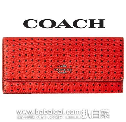 6PM：COACH 蔻驰 女士 真皮 长款印花钱包 原价$160，现售价$79.99