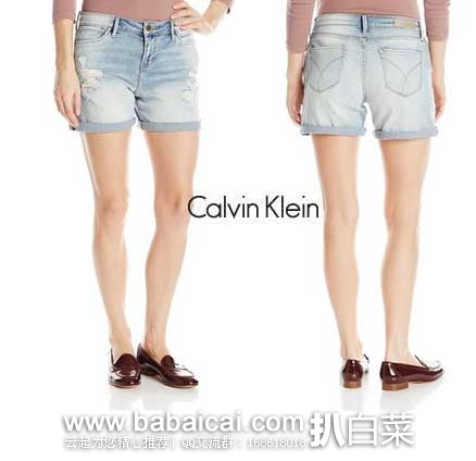 Calvin Klein 女士 Destroyed Weekend Short  修身剪裁牛仔短裤 原价$59.5，现2.7折售价$15.96起