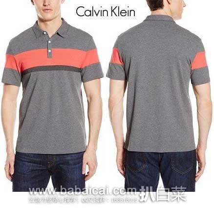 Calvin Klein 男士 拼色 纯棉短袖POLO衫 原价$69.5，现售价$27.74