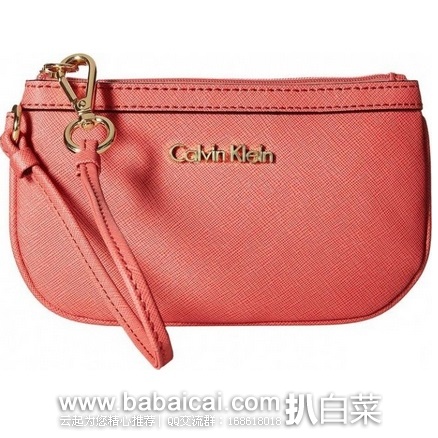 Calvin Klein 女士 十字纹 真皮 零钱包 手拿包 特价$26.26