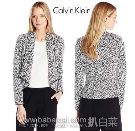 Calvin Klein 女士  Jacquard Jacket 斑马纹配色休闲夹克  原价$139.5，现2.9折售价$40.49起