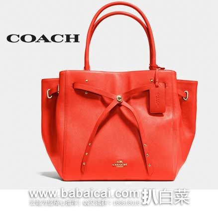 6PM:COACH 蔻驰 女款 真皮大号 荔枝纹手提包 (原价5,现4折9.99), 公码9折后实付0.99