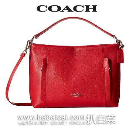 COACH Polished Pebble Leather Scout Hobo蔻驰女士单肩包 6PM:COACH 蔻驰 女士 真皮单肩手提包 原价5,现新降价4.99