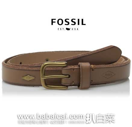 Fossil 化石  Studded Jean Belt  女士 真皮纯色皮带  原价$38，现售价$11.19