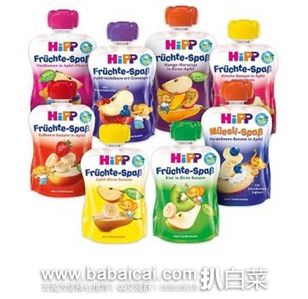 德国保镖大药房:Hipp 喜宝 100% 有机果泥吸吸乐 多口味组合装 8X90g 现特价€14.95