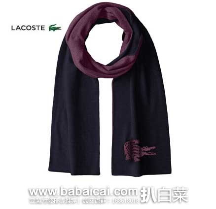 Lacoste Men's Classic Reversible Wool Large Contrast Croc Scarf 法国鳄鱼男士纯羊毛围巾 Lacoste 法国鳄鱼 男士 美利奴 羊毛围巾 原价,现特价.79