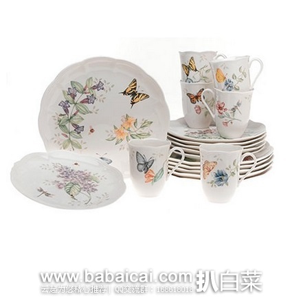 Lenox 莱诺克斯 Butterfly Meadow蝴蝶草甸系列 精致骨瓷餐具马克杯18件套 原价4,现7.63,直邮含税到手¥1293