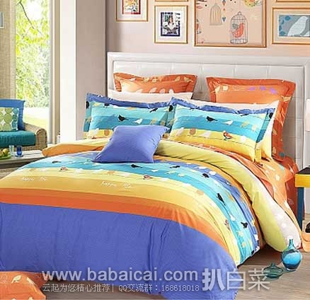 LOVO罗莱家纺官网:LOVO 快乐生活 全棉斜纹印花四件套 现售价¥199,优惠码后新低¥179包邮