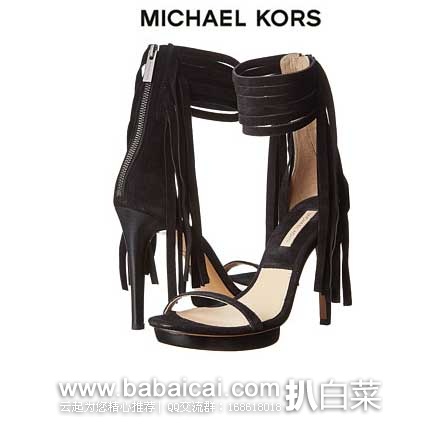 Michael Kors Daphne 女士真皮高跟凉鞋 6PM:Michael Kors 女士 Daphne 流苏真皮高跟凉鞋 原价5,现3折售价9.99