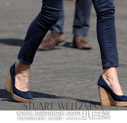 6PM：Stuart Weitzman 斯图尔特·韦茨曼 女士 Corkswoon 女士坡跟高跟鞋 （原价$398，现售价$159.99），公码9折后实付新低$143.99