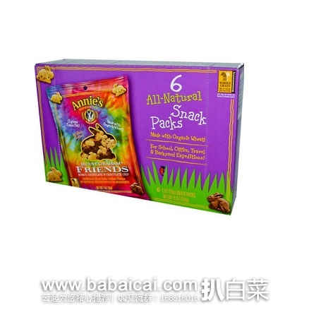 iHerb：Annie’s Homegrown 安妮小兔子有机无麸质饼干蜂蜜巧克力味 28g*6小袋装 特价$4.83，凑单直邮免运费，到手￥32