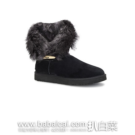 6pm：UGG Meadow 牛角扣可翻折皮毛一体雪地靴 原价$250，现$114.99，公码9折新低$103.49，到手￥775