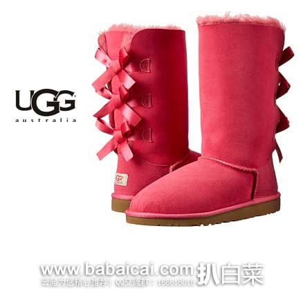 6PM：UGG KidsBailey Bow Tal 丝带蝴蝶结款 大童款  长筒雪地靴  原价$210，现售价$94.99